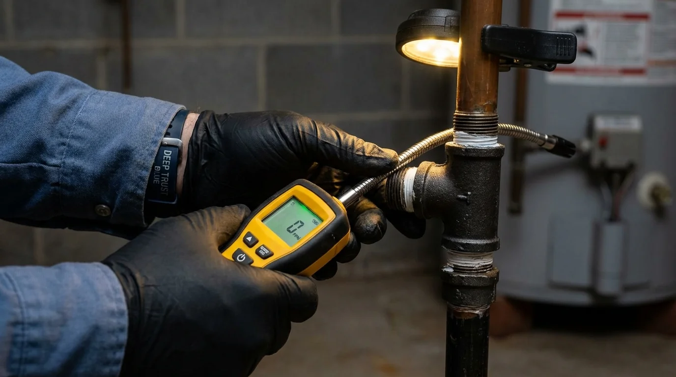 Gas leak detection with electronic sniffer by Johns Plumbing LLC in Petoskey