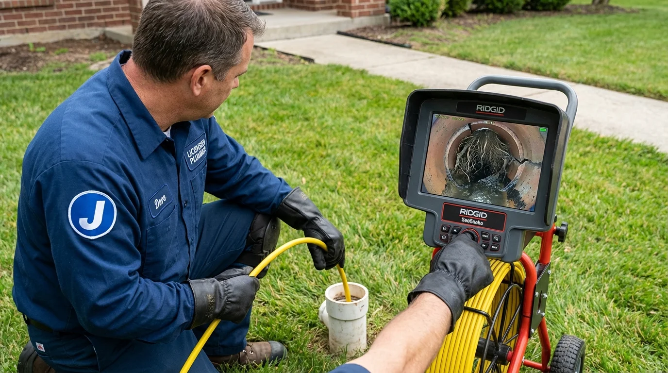 Sewer camera inspection being performed by Johns Plumbing LLC in Petoskey