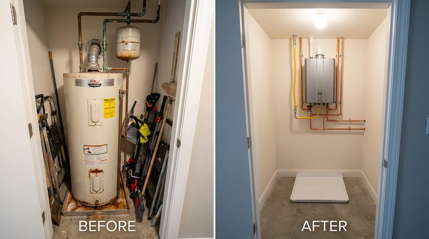 Tank water heater versus wall-mounted tankless unit comparison for Petoskey, MI homeowners
